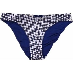 Beach Bunny Bronze‎ I will wait chevron Bottoms Blue White Zig Zag Bikini Size L